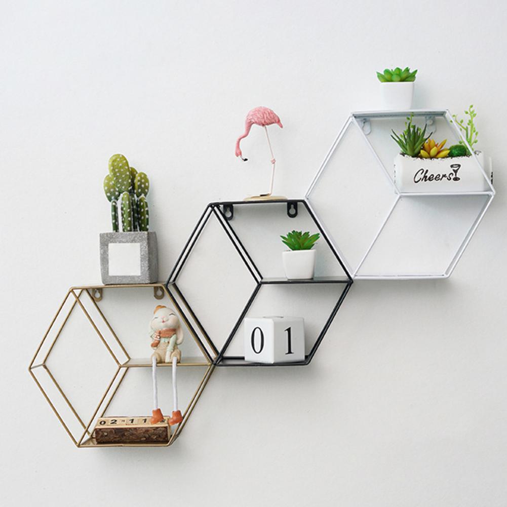 Useful Storage Shelf Durable Geometric Figure 2 Shapes Household Wall-mounted Storage Rack