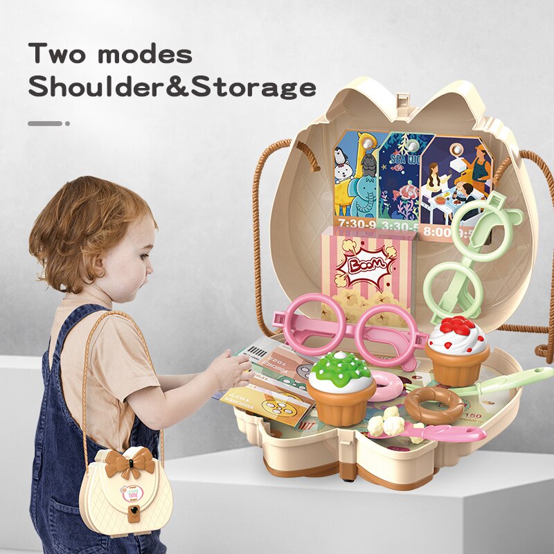 Kinder Küche Spielzeug Für Mädchen Simulation Pretend Spielen Tun haus Rucksack Pädagogische Prinzessin Docter Machen Up Handtasche kinder Tasche