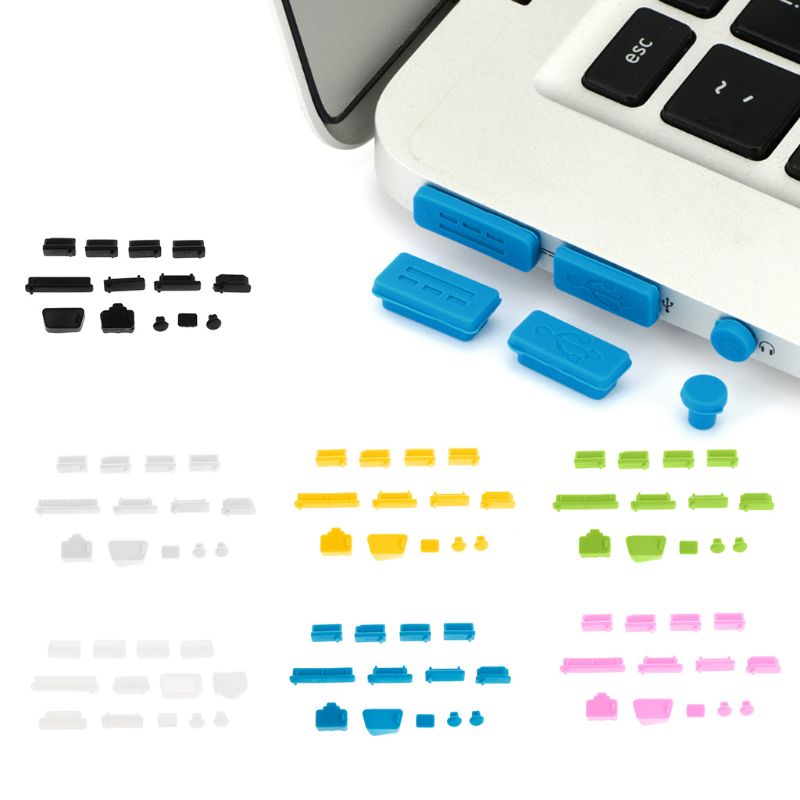 13Pcs Anti-stof Pluggen Soft Silicone Data Port Usb Protector Set Laptop Aansluitingen Stofdicht Cover Stopper Cover Pc computer Notebook