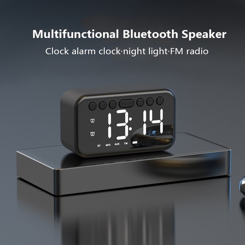 Mirror Digital Alarm Clock Radio With Bluetooth 5.0 Speaker Dual Alarms USB Charging Home Decoration Clock