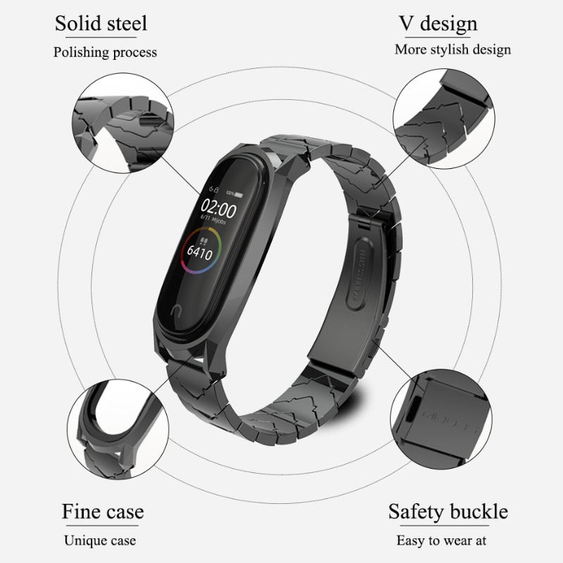 Mijobs Cinturino In Metallo Per Mi Band 4 Cinghia Senza Viti Bracciale In Acciaio Inossidabile Per Xiaomi Mi Banda 4 In Metallo Cinturino di Ricambio