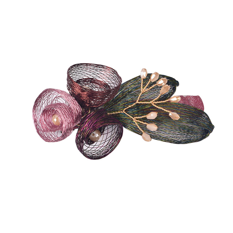 Original Handmade Copper Wire Flower Shape Hair Clips for Women Girls Chinese Style Braided Hair Clips Hair Accessories: SKY BLUE