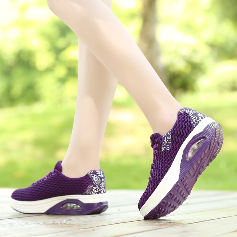 Trendy WoMen Air Cushion Tennis Shoes Flexible Stable Sport Shoes Breathable Mesh Athletics Sneaker