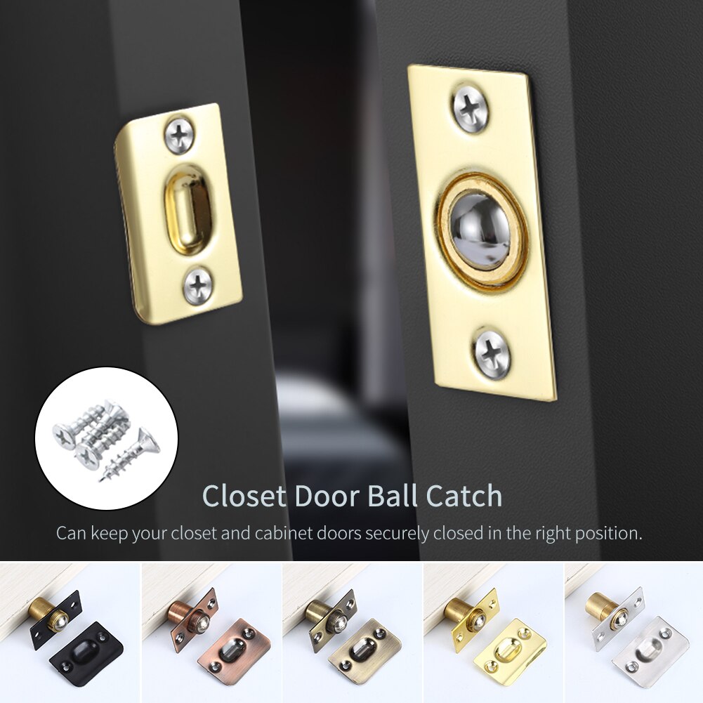 Stainless Steel Universal Kitchen Latches Adjustable Size With Strike Plate Bathroom Cabinet Closet Door Ball Catch Doorstop