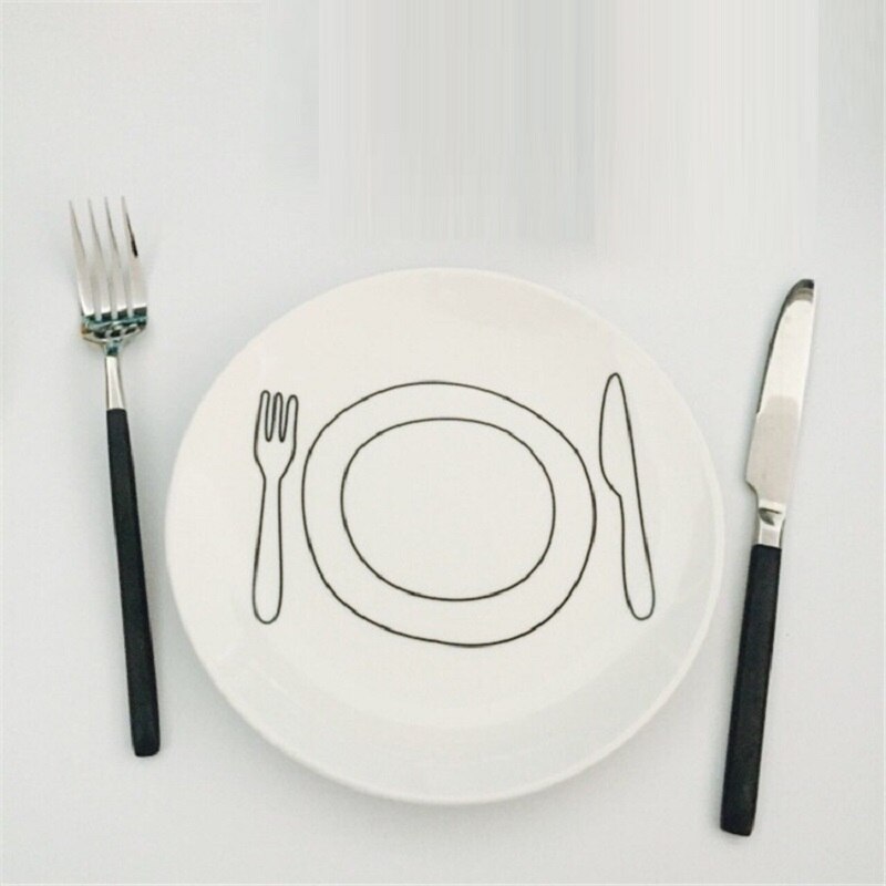 Dinner Plates Cartoon Ceramic Plates 8*inch Dinnerware Porcelain Flat Plates Pastry Cake Tray Party Plate Dishes Fruit Dish