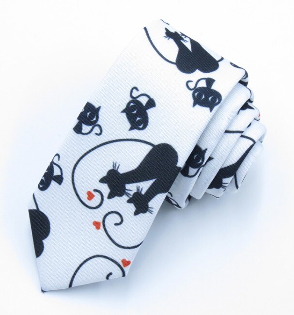 ! corbata para hombre Skinny de 6 cm, corbata de dibujos animados con de gato, corbata delgada, corbata de Jacquard, corbata celebración boda informal a la para hombre: 3