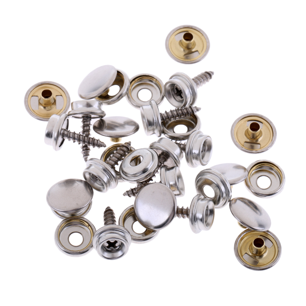 10 Set Fastener Screw Snaps, Marine Grade 3/8" Socket with Stainless Steel 5/8" Screw Press Snaps for Boat Canvas, Cover