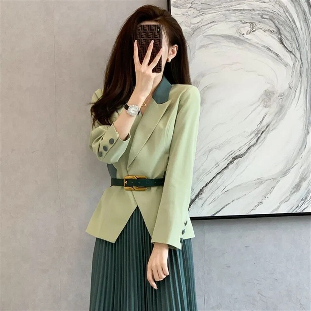 Office Ladies 2022 Spring Autumn Suit Jacket Skirt 2pcs Women'S Wear Korean Blazers Coat Dress Set