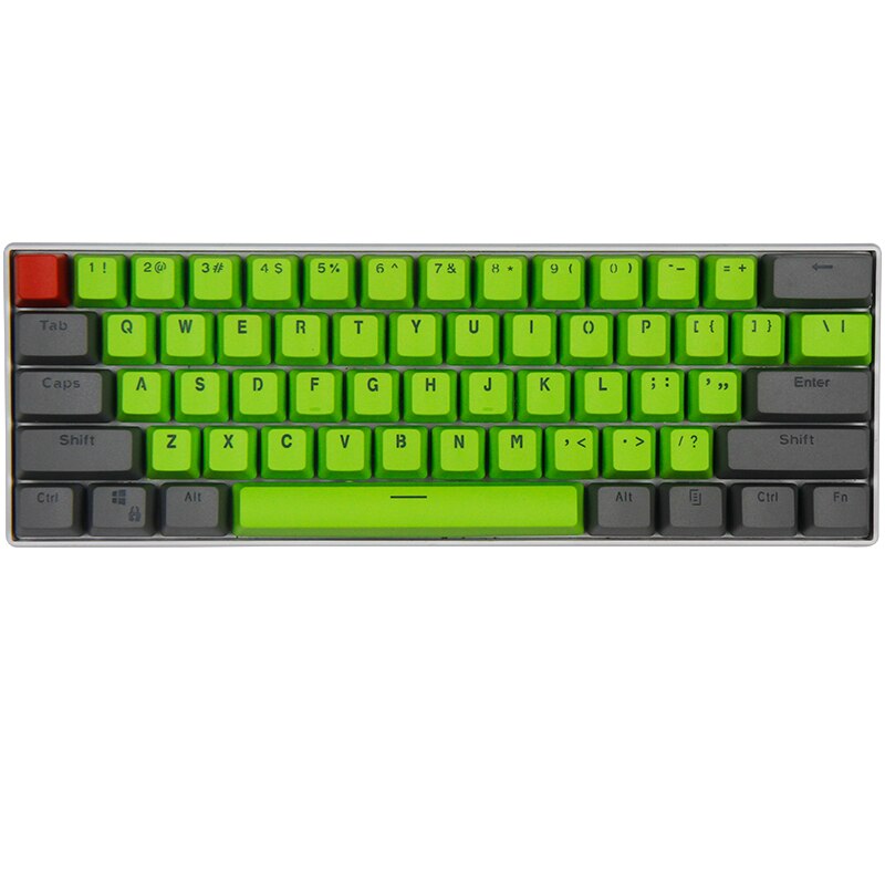 61 chaves pbt doubleshot backlit keycaps conjunto perfil oem para mx teclado mecânico do jogo ansi gh60 rk61/alt61/annie/poker gk61: Grey Green