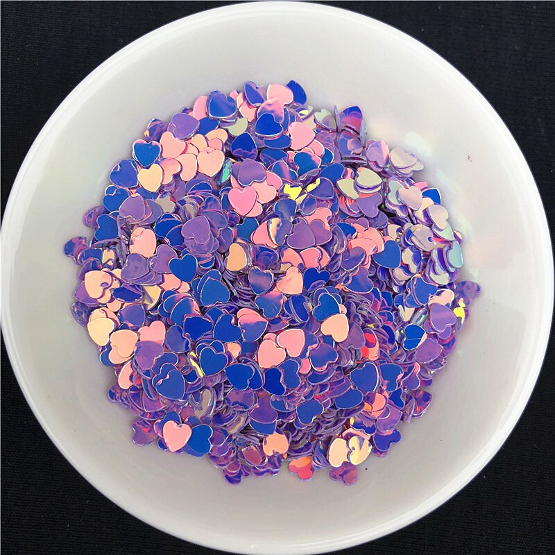 10 G/pak Paarse Kleur Glitter Nail Pailletten Pailetten Multi Maat 3Mm 4Mm 6Mm Hart Vorm Losse Sequin voor Nail Art, meisje