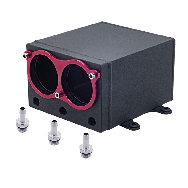 60mm Dual Port External Fuel Pump Tank Racing Billet Aluminium Fitting Oil Catch Can Fuel Surge Tank: Default Title