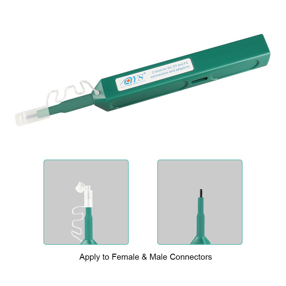 Pluma limpiadora de fibra óptica, limpiador de un clic, 2,5mm, adaptador de conector SC FC ST, herramientas de limpieza para FTTH