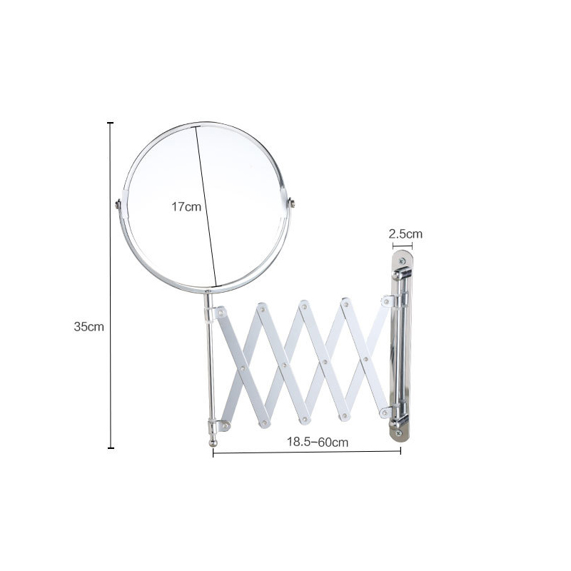 Seinä meikki peili seinälle 1x/2x 360 pyörivä säädettävä kaksipuolinen vapaa suurennuslasi kosmeettinen käsivarsi ulottaa kylpyhuoneen peili