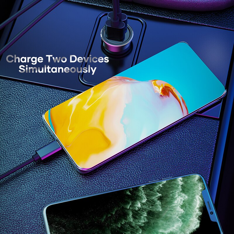 ROCK-cargador USB Dual para coche, adaptador compacto de carga rápida de 24W, 4.8A, para iPhone 12, 11 Pro Max, Xiaomi Redmi