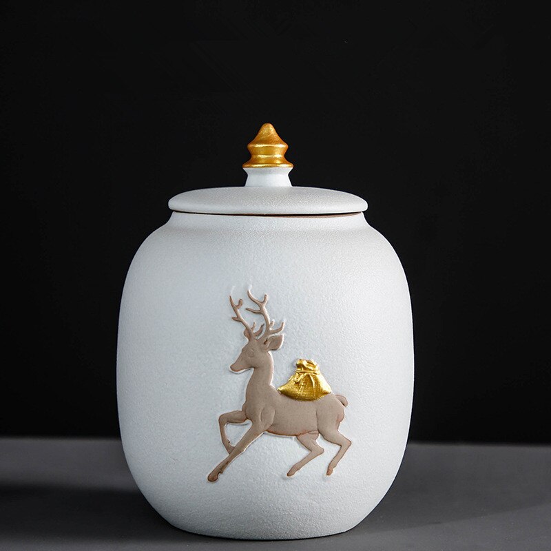 Cremation Urn - Funeral Urn for Pet - Made in Ceramics &amp; Hand-Painted- Display Burial Urn at Home or in Niche at Columbarium