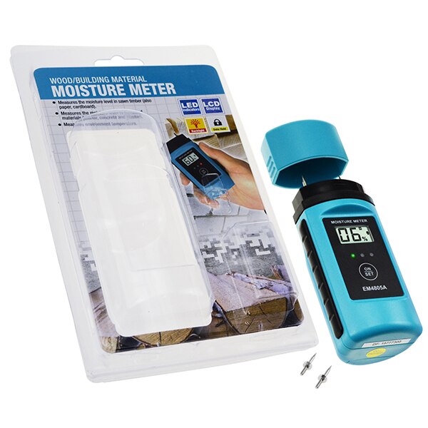 Digital 2-Pin Wood/Building Moisture Level Meter Sawn Timber Paper Cardboard Mortar Concrete Plaster + Backlight & Hold Function