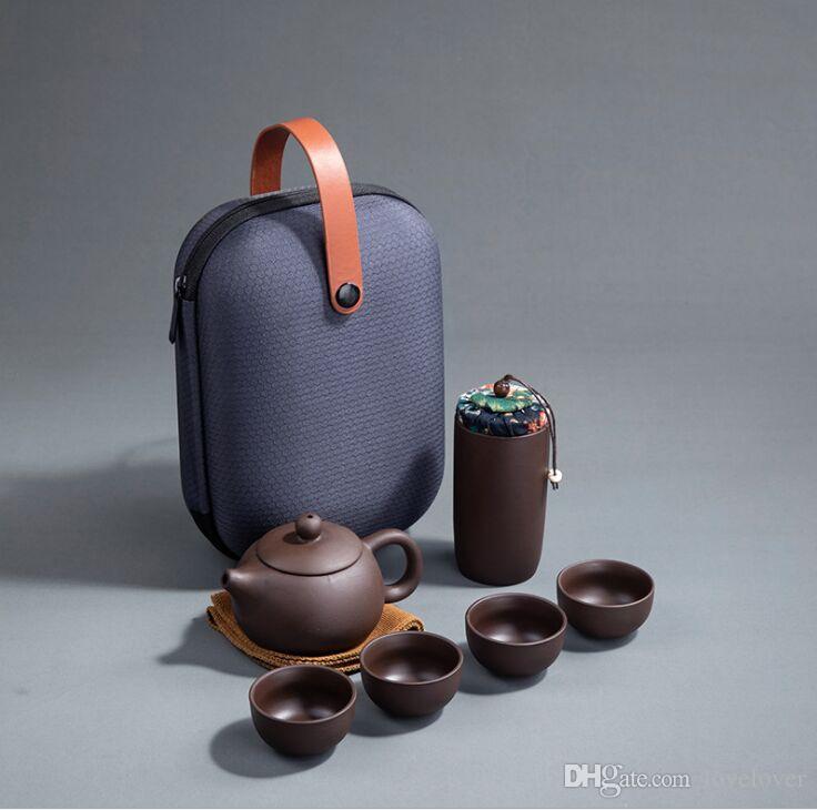 Teaset Paars Zand Reizen Thee Set Een Pot Vier Kopjes 1 Pot Van Draagbare Relatiegeschenken Nieuwjaar