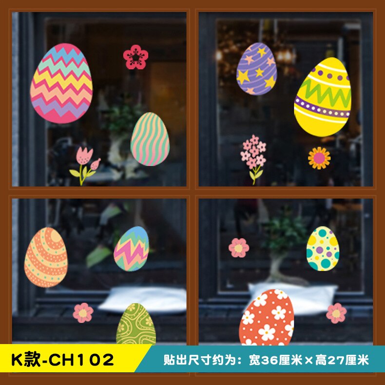 Easter egg decoration wall sticker glass paste mall storefront scene layout window paste poster: K-CH102