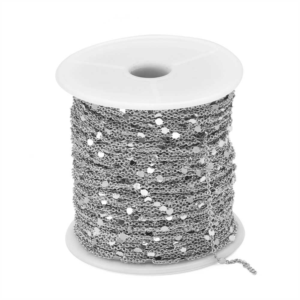 5 m/rouleau 1.5mm paillettes chaîne cuivre câble chaînes or argent collier Bracelet bricolage chaîne bijoux faisant des composants