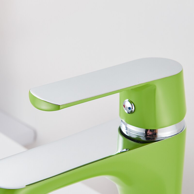 Quyanre Oranje Groen Badkamer Wastafel Kranen Douche Wastafel Kraan Tap Enkele Handgreep Single Hole Badkamer Mengkraan Waterval Kraan