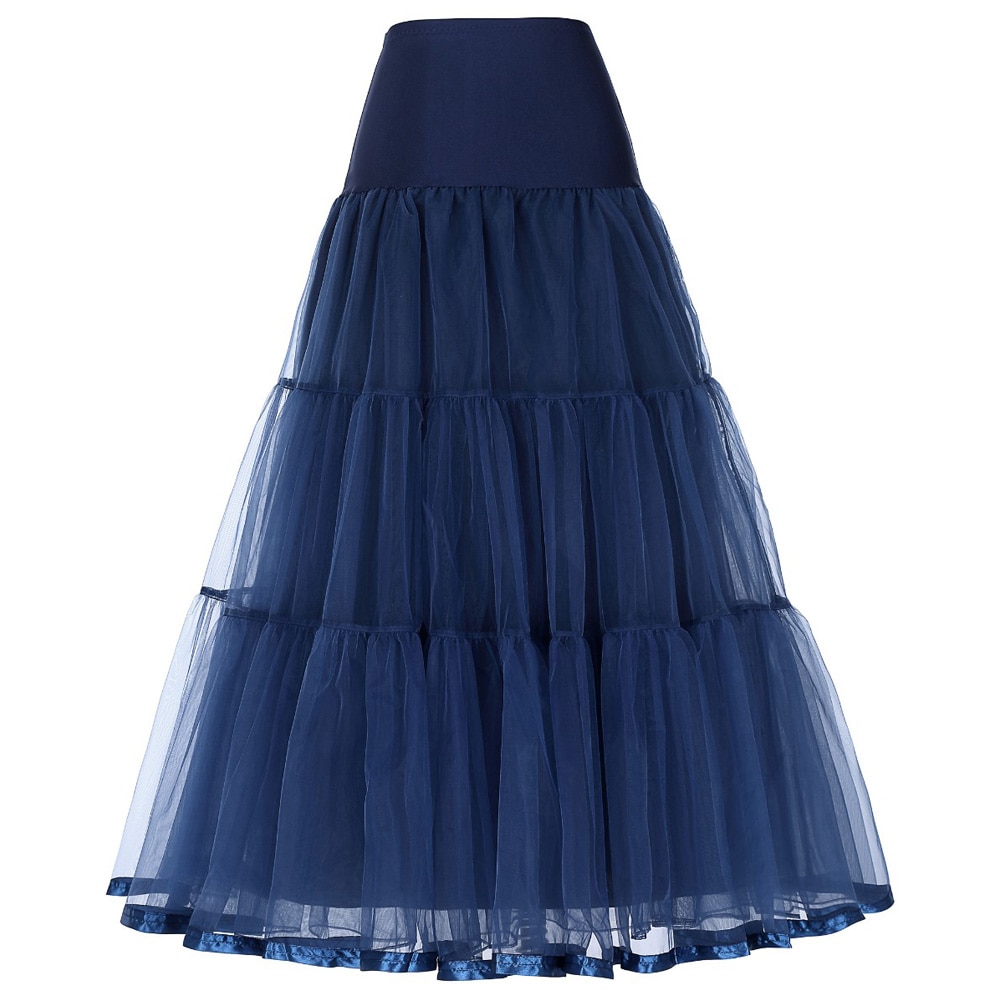 Lang underkjole flæsede crinoline vintage bryllup brude underkjole til brudekjoler underskørt rockabilly tutu