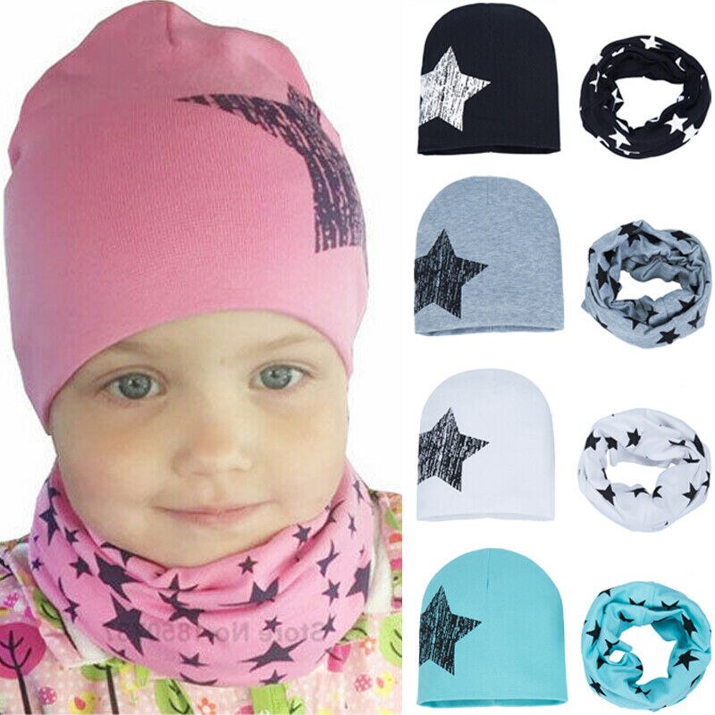 Baby piger drenge småbørn spædbarn stjerne hat kasket hue hue tørklæde hoved hals wrap
