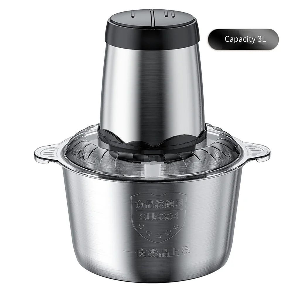 2l 3l elektrisk kødhakker 220v stk. kødhakker i rustfrit stål køkkenmixer blender maskine hakker foodprocessor: Blå / Eu
