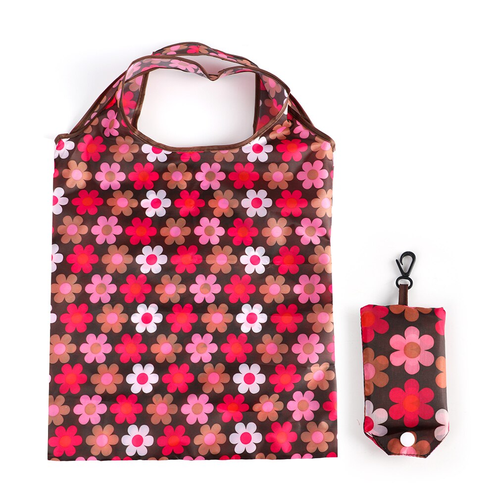Lady Foldable Recycle Eco Shopping Bag Reusable Shopping Tote Bag Floral Fruit Vegetables Food Beach Shopping Travel Bag: 6