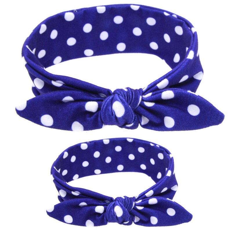 2 Pcs Mom Baby Hoofdband Set Voor Meisjes Baby Peuter Tulband Hoofddeksels Verstelbare Ouder Moeder Kind Haarbanden Boog Accessoires: Blue