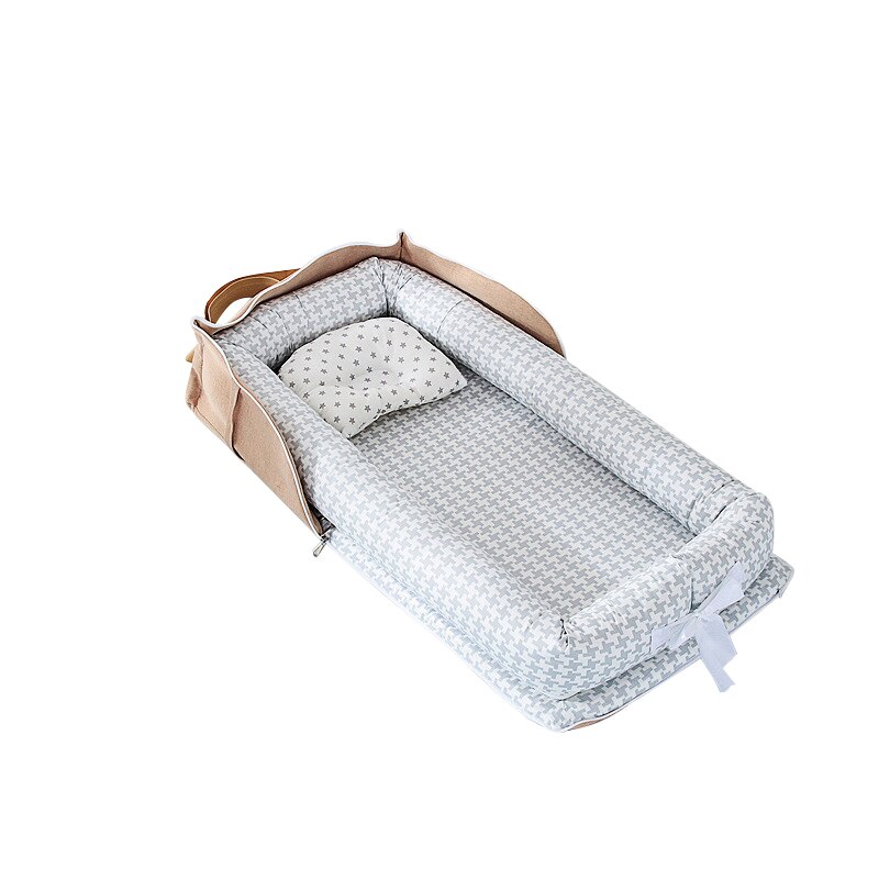 Bolsa tipo cama portátil, parachoques de cama media, protección de aislamiento segura, funda de almohada estereotipada extraíble, estilo de algodón: 10