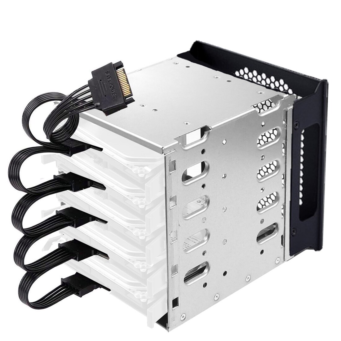 XT-XINTE 5x 3.5&quot; HDD Hard Drive Cage Rack SAS SATA Hard Drive Disk Tray Caddy w/ 15pin/4pin Cable No fan for Computer Accessory: w 15pin SATA Cable