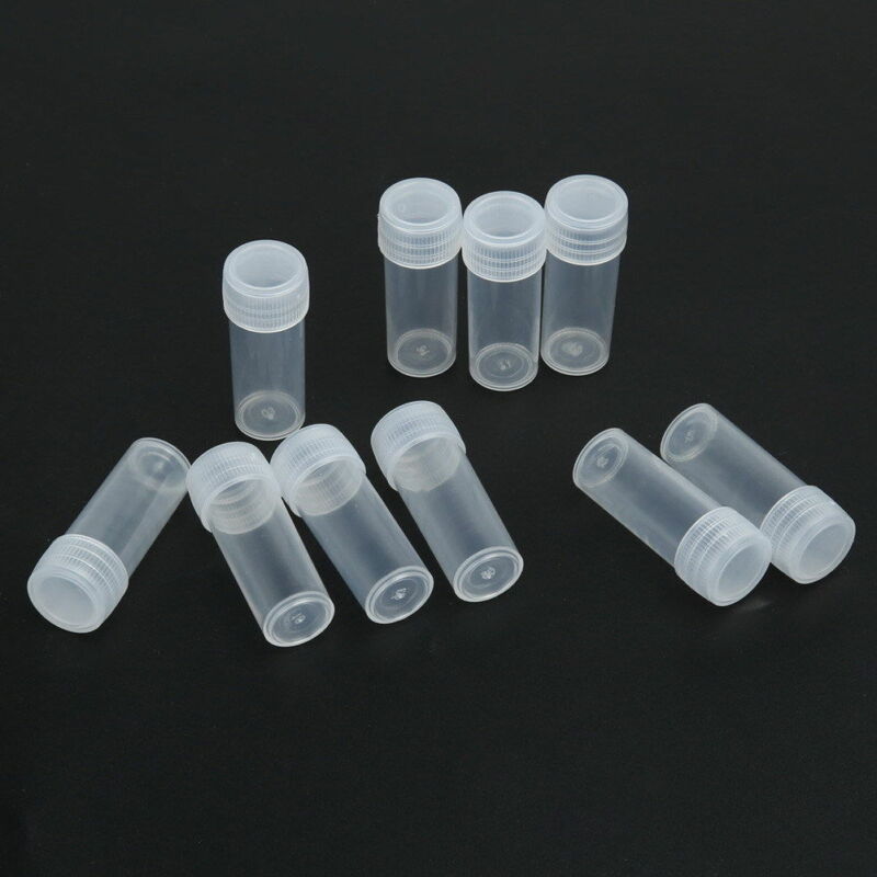 50-200 PCS 5ML Mini Flat-Bottomed Plastic Clear Test Tubes With Screw Caps Cosmetic Travel Lotion Storage Containers