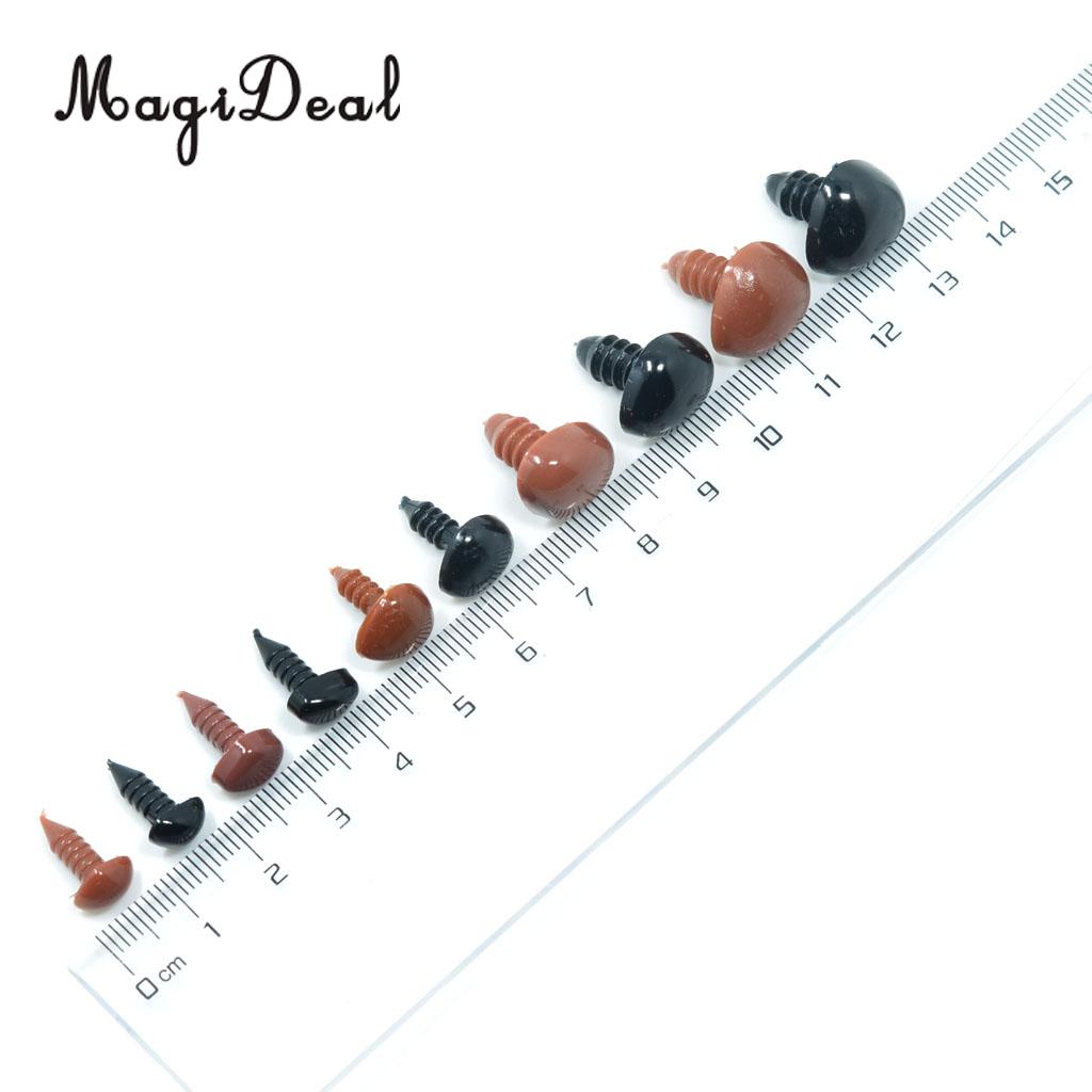 100 Pieces Plastic Safety Noses Eyes For Bear Doll Toy DIY Crafts Brown and Black