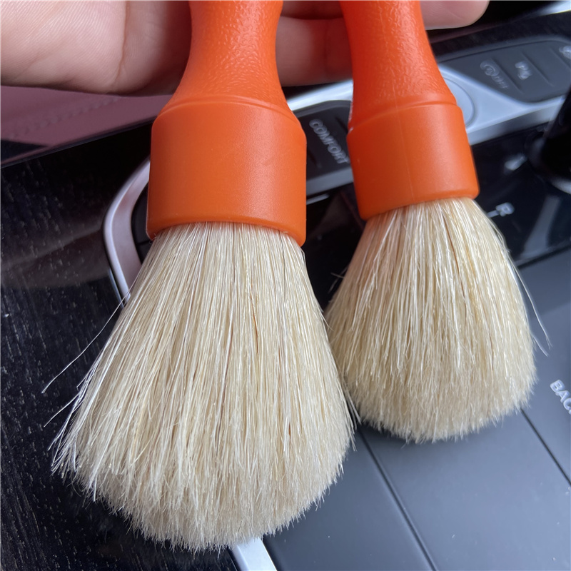 Lucullan Cepillos de limpieza premium de pelo de jabalí natural súper densos para espacios pequeños, bahías de motor y detalles exteriores