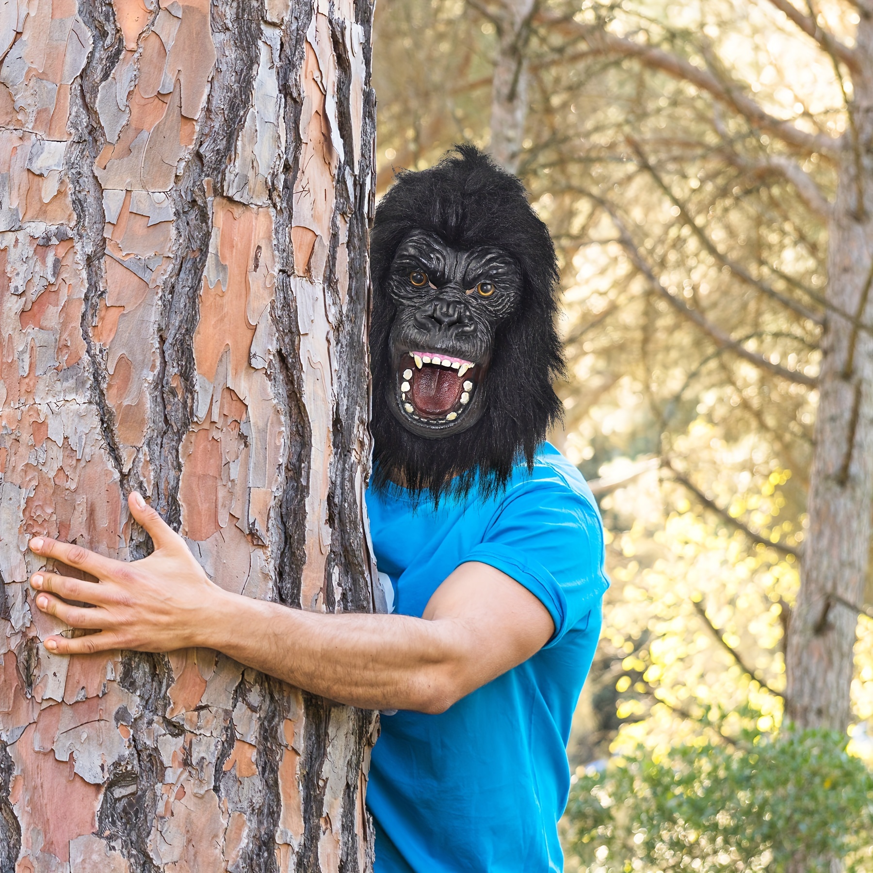 Latex Vivid Gorilla Mask With Wig, Funny Angry Gorilla Latex Mask，Ugly Cute Full Face Mask Halloween Cosplay Costume Party Prop