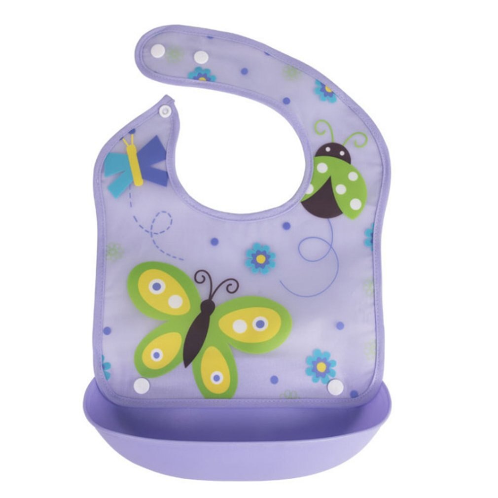 Babador de algodão das crianças estéreo à prova dwaterproof água e destacável silicone toalha boca do bebê comer bib bebê saco comida do bebê alimentação: green butterflies