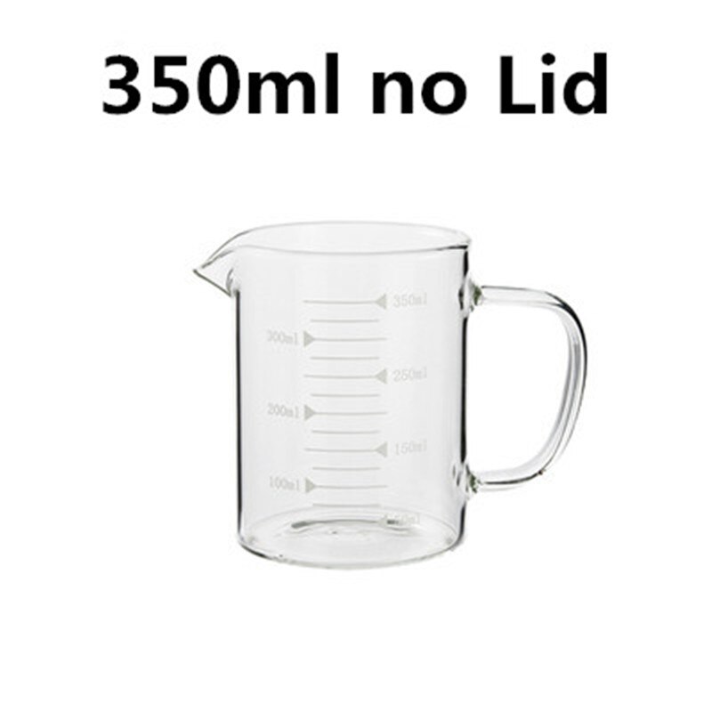 Food Grade Borosilicate Glass Measuring Cups with lid Pot Kettle Kitchen Accessories Measuring Milk Clear Glass Cup Cook Scale: 350ml