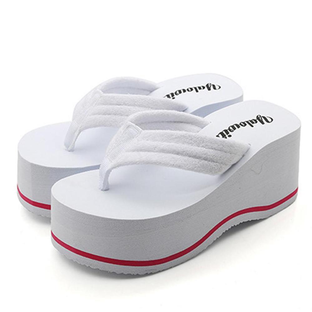 Patchwork à talons Ultra hauts pour femmes, tongs à plateforme d'été, Style romain, collection , plage brillante, à talons hauts, collection chaussons compensés: WHITE / 7