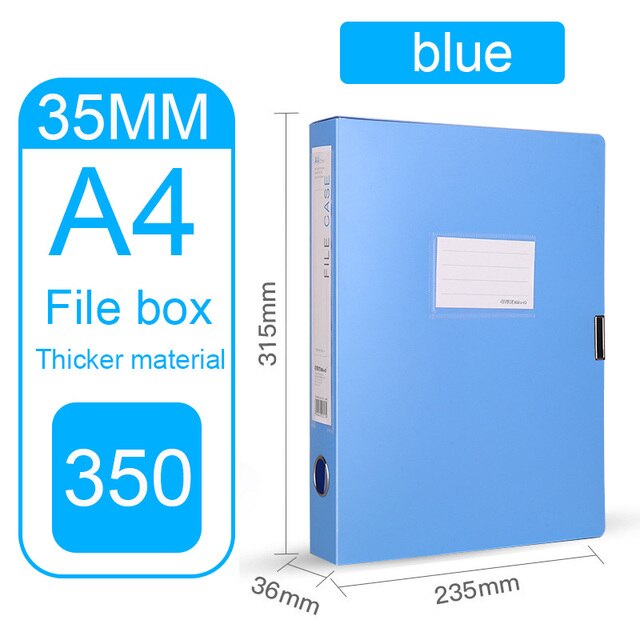 Office Supplies File Storage Box File A4 Plastic File Box 35mm 55mm 75mm Office Supplies Folder Office Folder A4 Office Storage: Blue 35mm