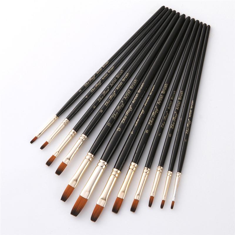 12 Pcs Painting Brushes Two-tone Practical Brush Set for Watercolor