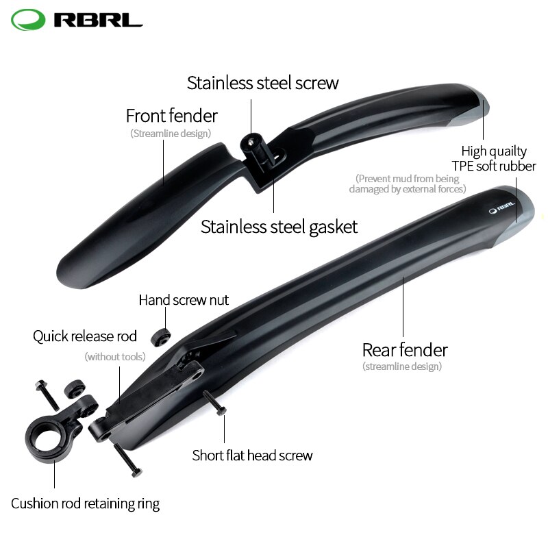 RBRL Bicycle Fenders Mountain Bike Mudgurad Set 26 27.5 29 MTB Bicycle Front Rear Mudguards