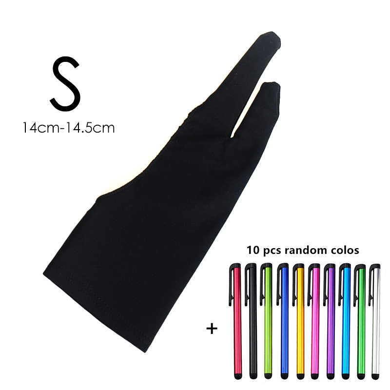RETROMAX rysowanie/malowanie rękawice palcowe tabletu dla ipada rękawice przeciwporostowe/dotykowe z ekranem dotykowym zarówno dla prawej/lewej ręki: S with10pcs pen