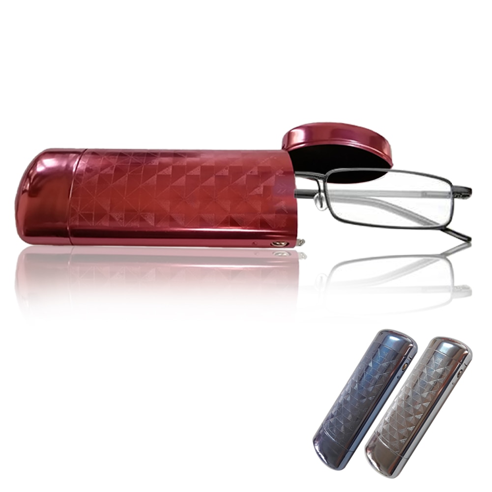 Glasses Case Micro Engraved Lattice Patterns Push Button Flip Lid Aluminum Protection Spectacle Box Storage Hard Cover