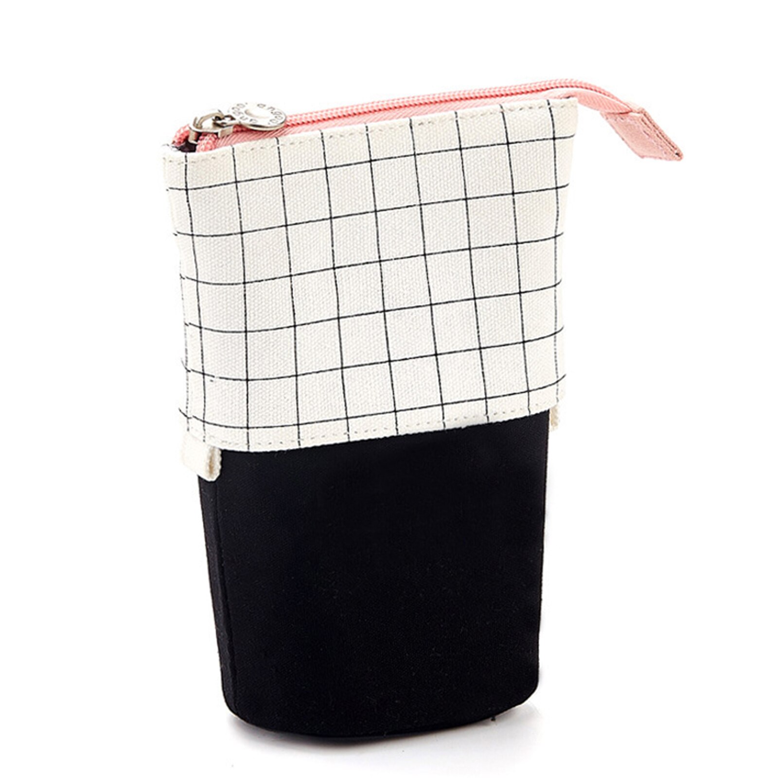 Estuche para lápices Pop-up, portalápices multifuncional, papelería, escuela, oficina, suministros en Stock: Black and white grid