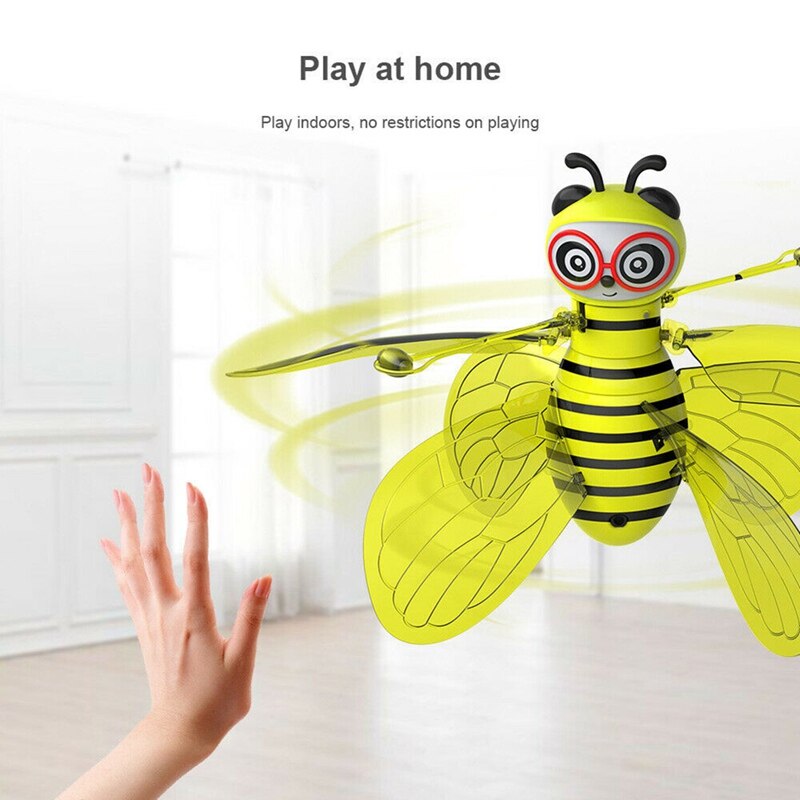 Flyvende bi infrarød sensor rc dyr håndstyret gestus sensing lille bi flyvemaskine mini drone til børn legetøj