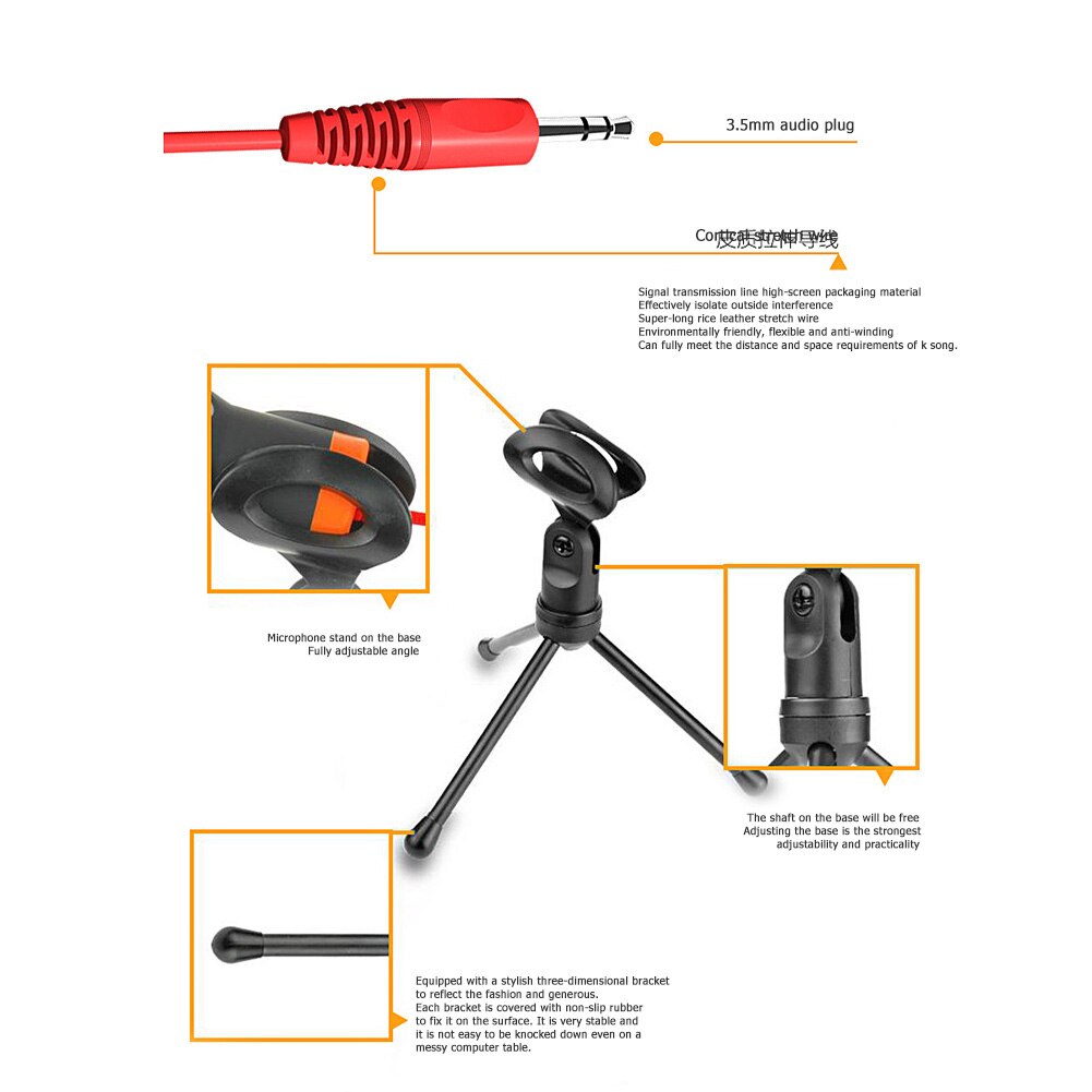 3.5mm Condenser Microphone Office Work Conference Teaching SF-666 Tripod Kit School for Chatting Gaming Recording Live