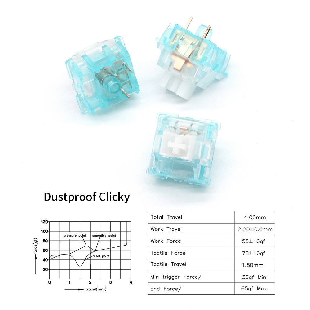 Outemu Ocean Switch para teclado mecánico, 3 pines, lineal silencioso, Clicky, 45g, 55g, RGB, SMD, teclado mecánico, interruptores MX para juegos
