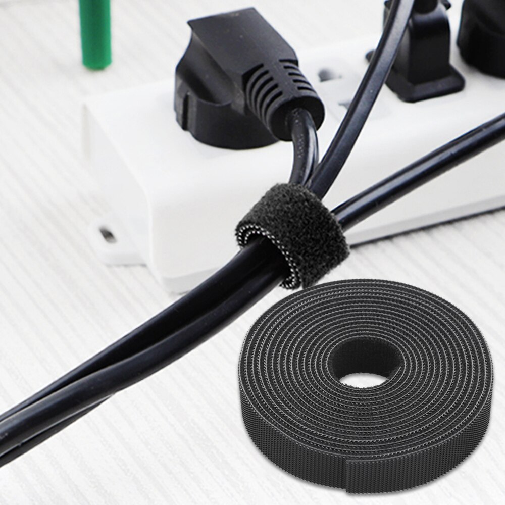 Buntband sladd rep 1- rullar återanvändbar fäste wire organizer kabelhantering krok & ögla nylon fästtejp kabel remmar