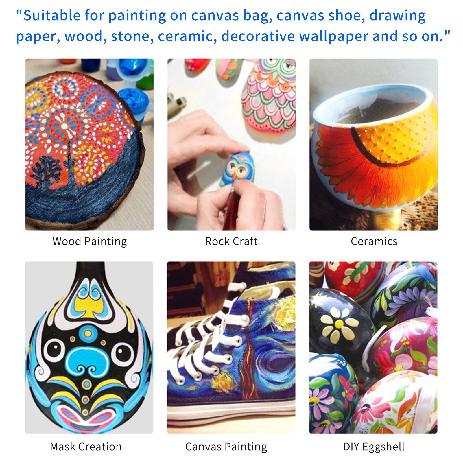 24 Colors Acrylic Paint Set 36ml Each Tube Rich Pigments Art Supplies for Children Students Artist Painter DIY Wall Painting