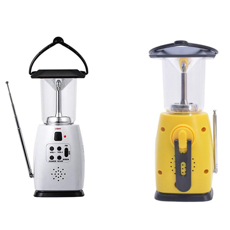 Multi-Functional 4-Way Powered Solar Hand Crank Led Camping Lantern with Radio and Emergency Cell Phone Charger